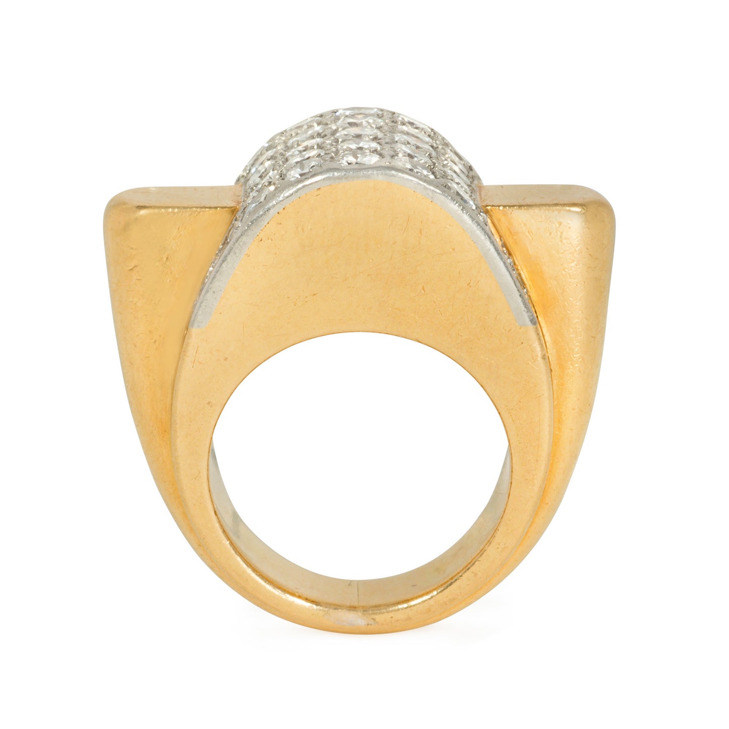 Boucheron Paris Retro Platinum & 18KT Yellow Gold Diamond Ring profile