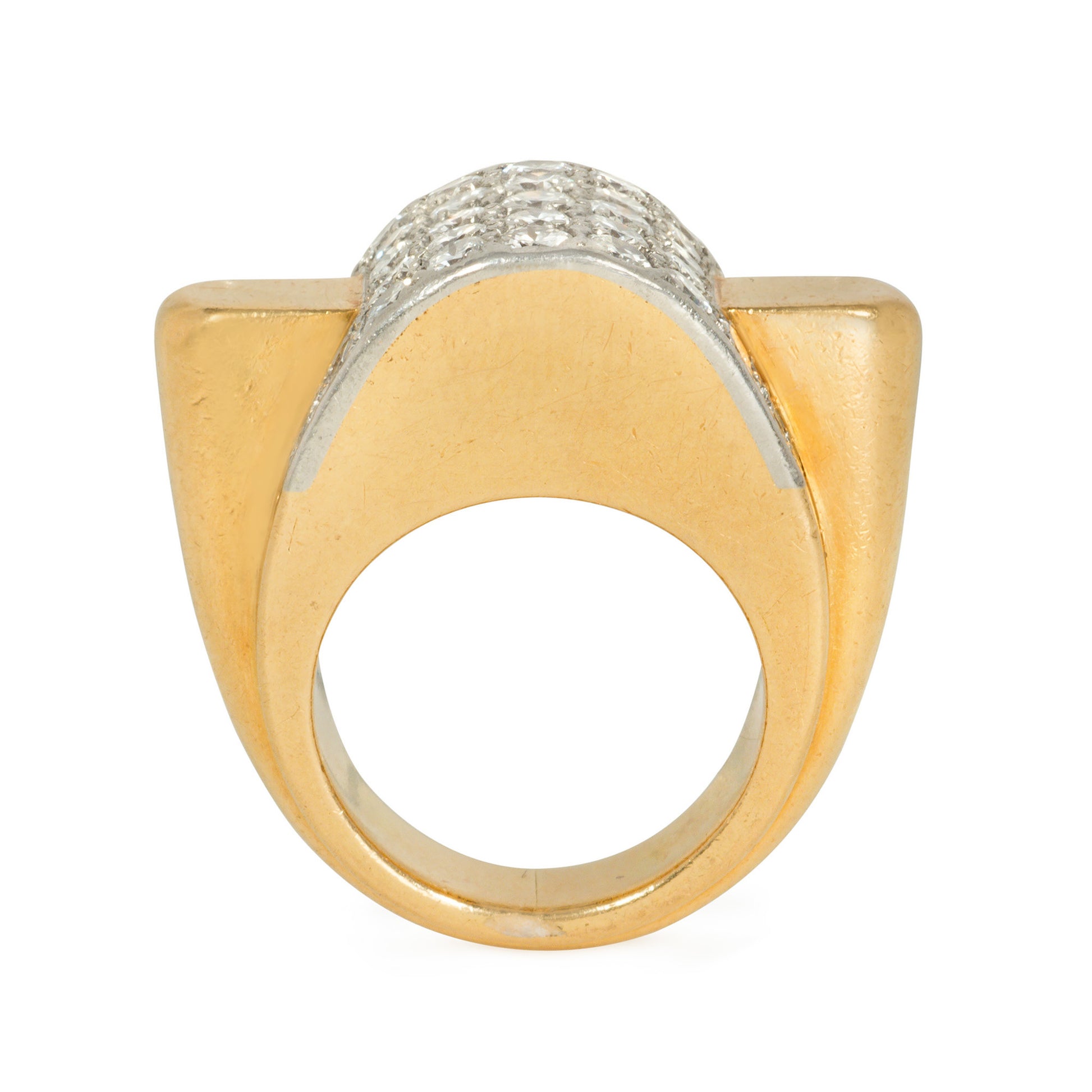 Boucheron Paris Retro Platinum & 18KT Yellow Gold Diamond Ring profile