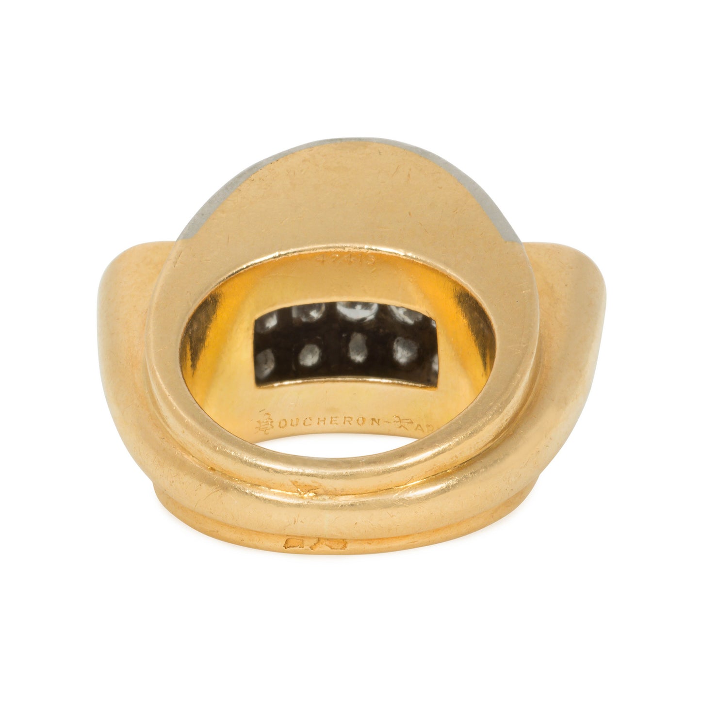 Boucheron Paris Retro Platinum & 18KT Yellow Gold Diamond Ring back