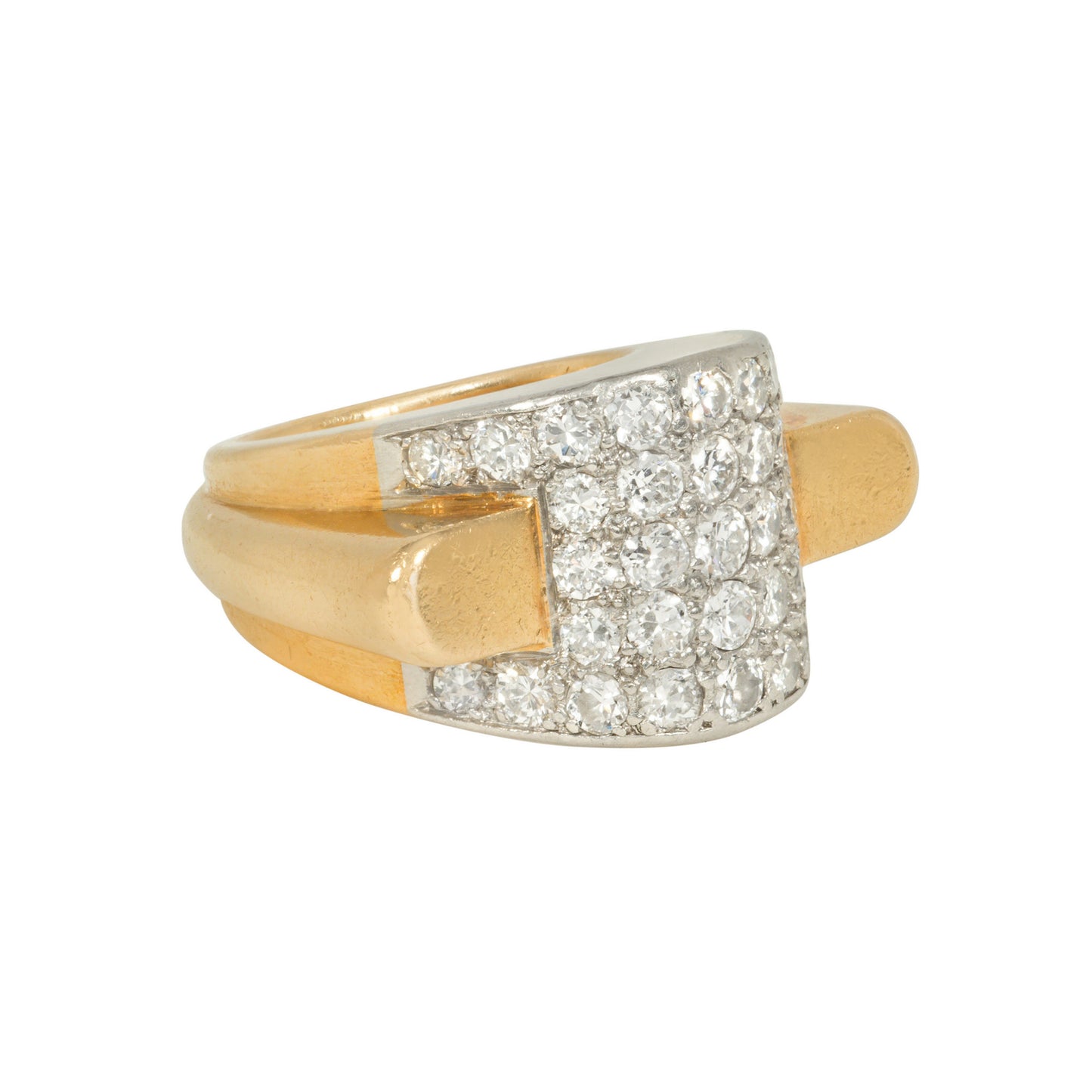 Boucheron Paris Retro Platinum & 18KT Yellow Gold Diamond Ring side