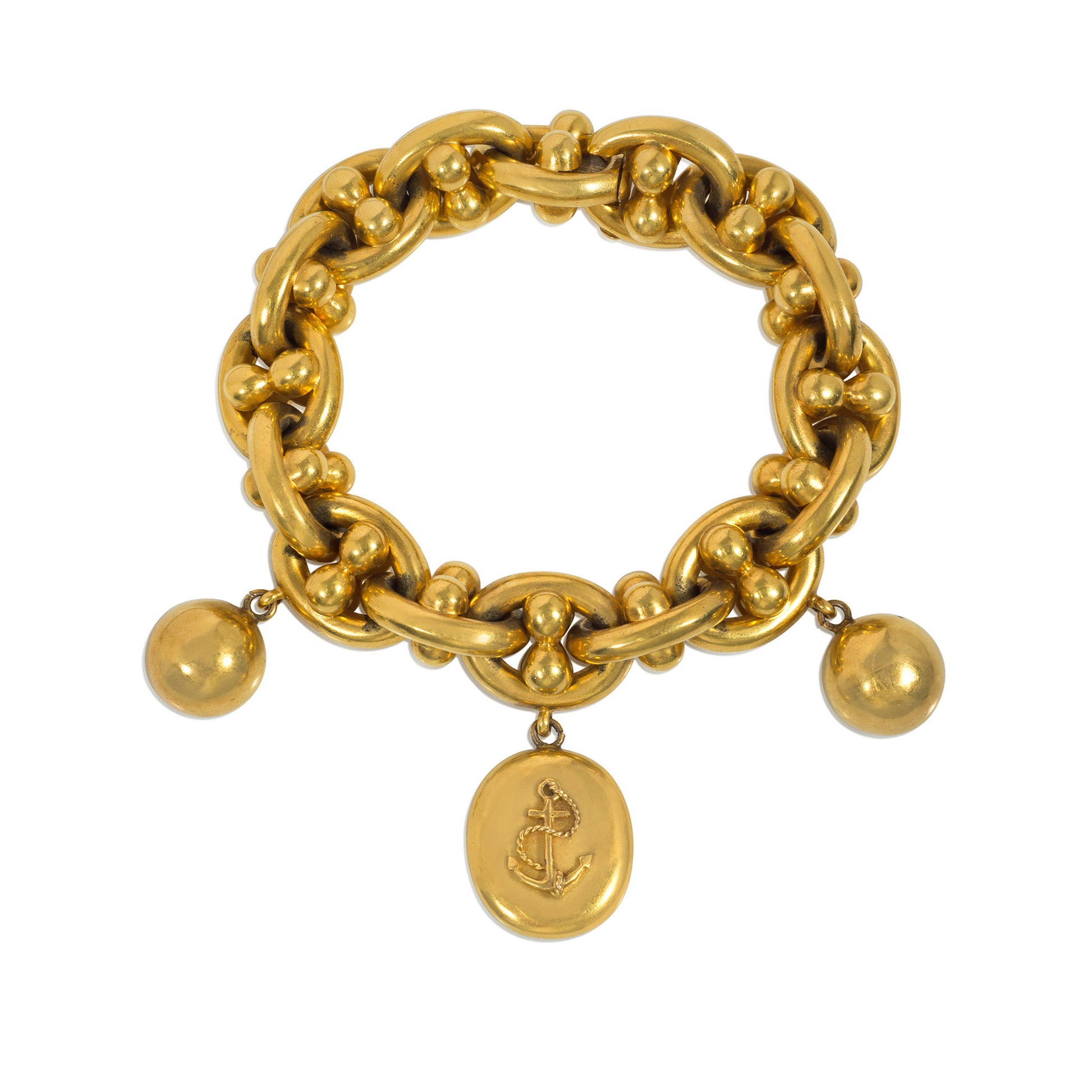 Victorian 18KT Yellow Gold Locket Bracelet front