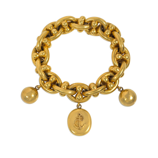 Victorian 18KT Yellow Gold Locket Bracelet front