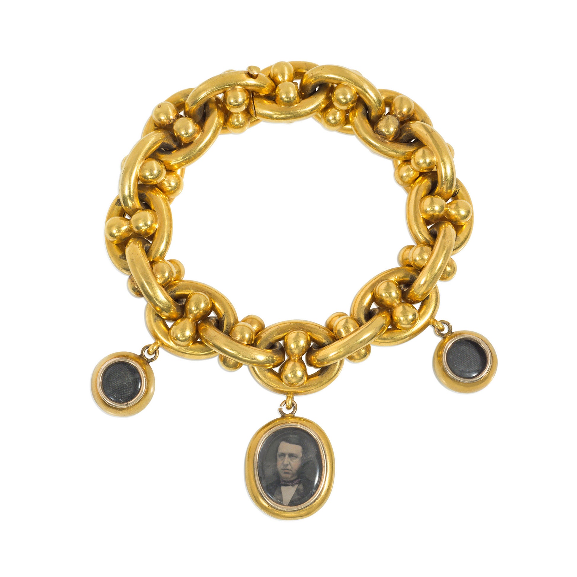 Victorian 18KT Yellow Gold Locket Bracelet back