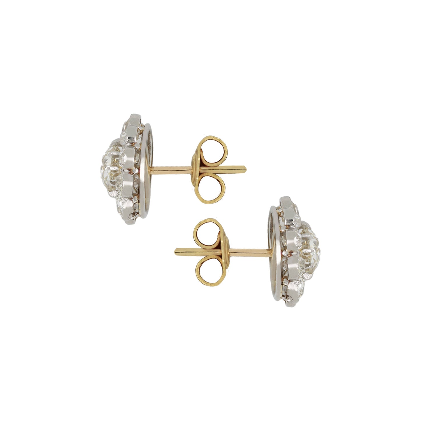 Edwardian Platinum & 18KT Yellow Gold Diamond Earrings side