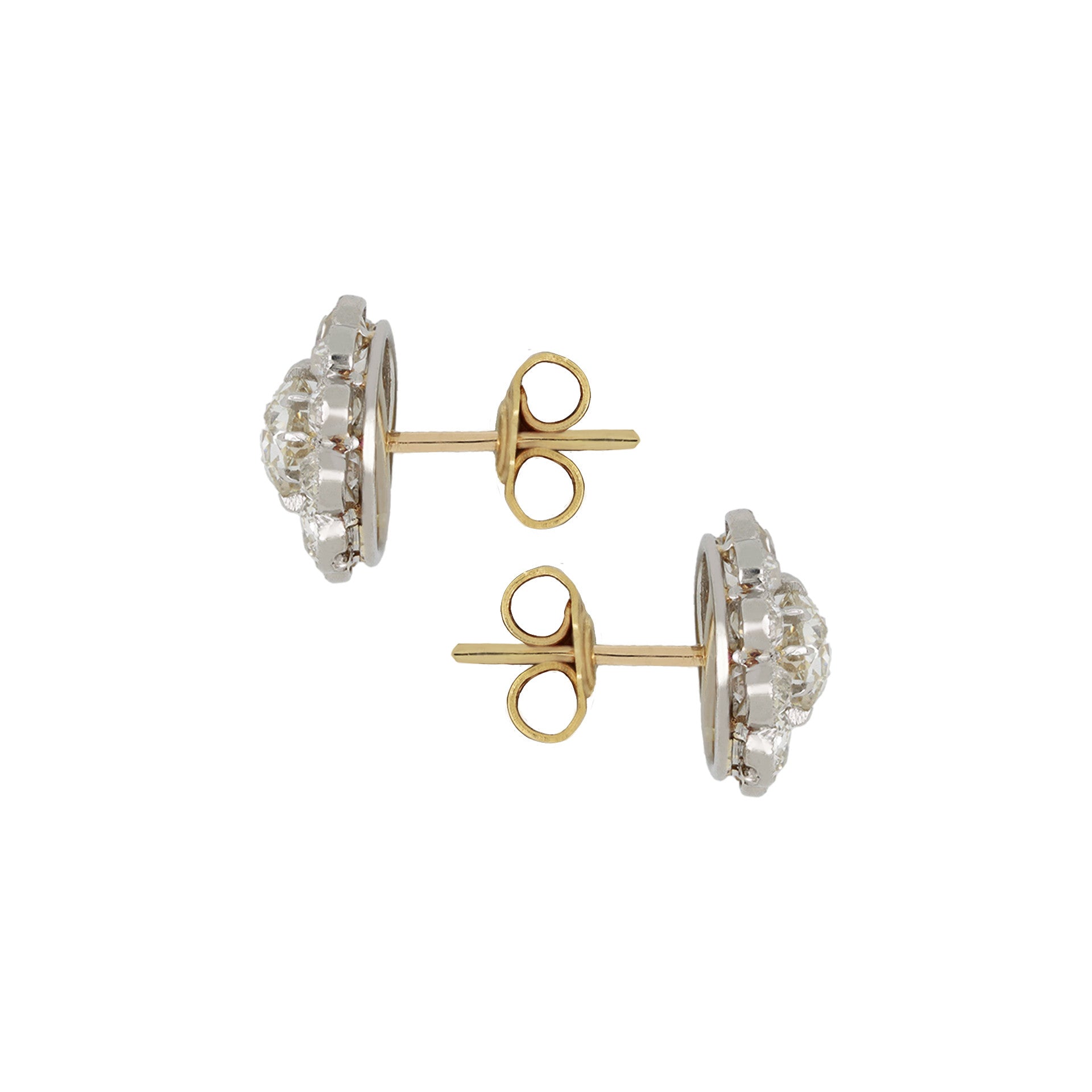 Edwardian Platinum & 18KT Yellow Gold Diamond Earrings side
