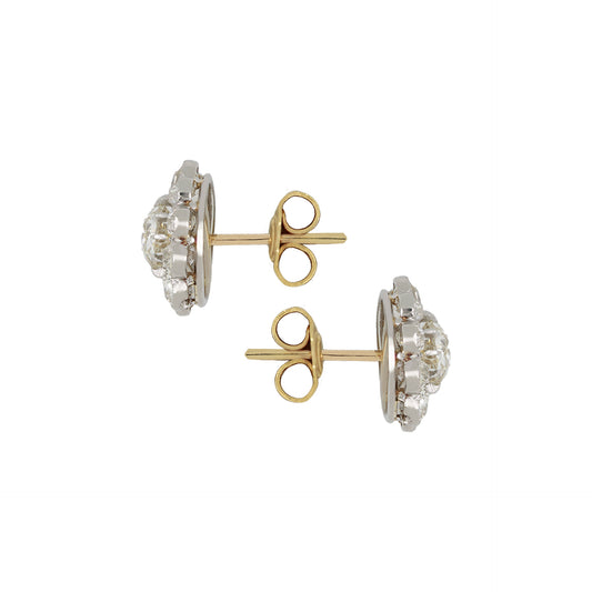 Edwardian Platinum & 18KT Yellow Gold Diamond Earrings side