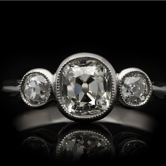 1950s Platinum Diamond Ring front 