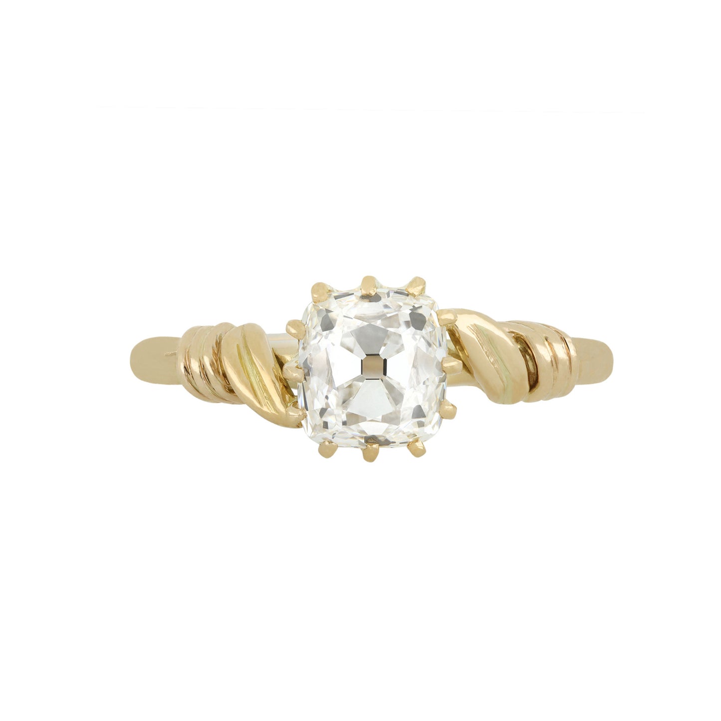Victorian 18KT Yellow Gold Diamond Ring front