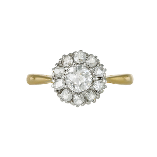 Edwardian Platinum & 18KT Yellow Gold Diamond Ring front