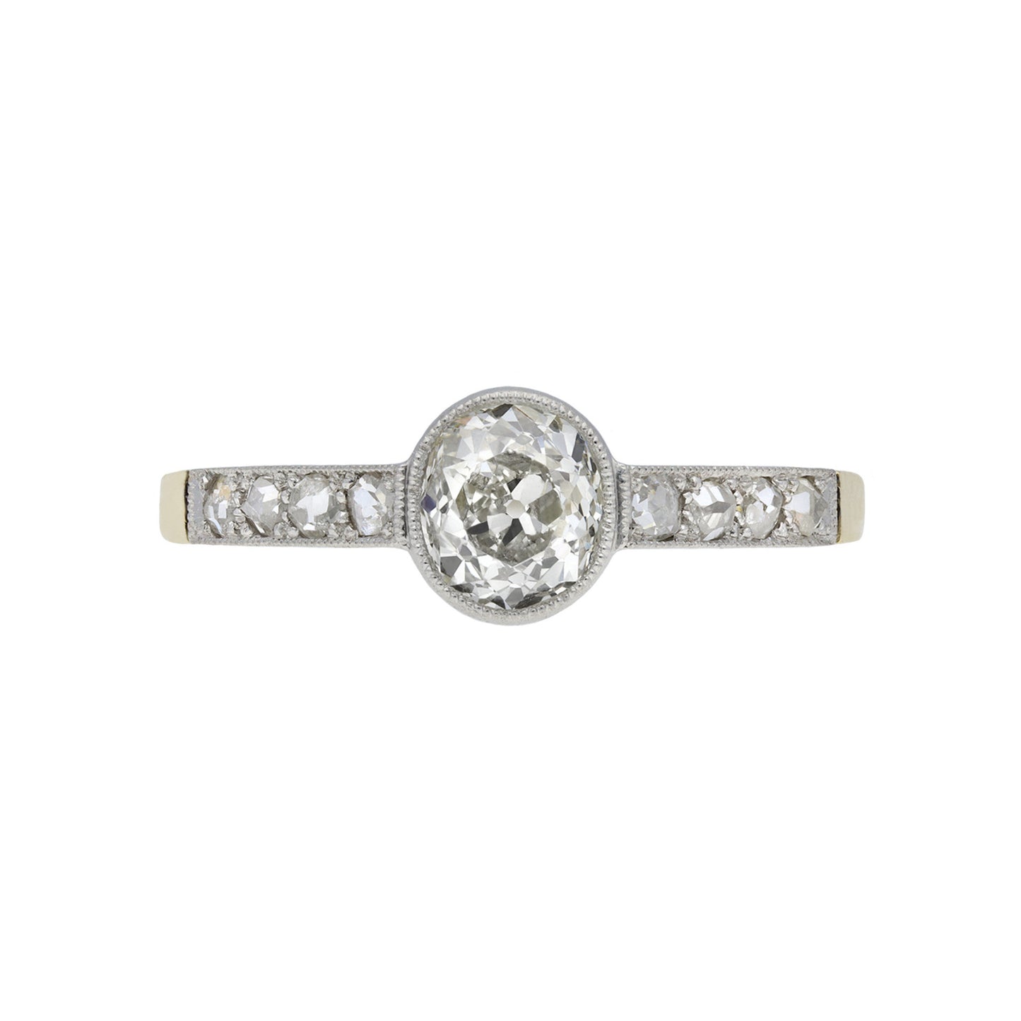Edwardian Platinum & 18KT Yellow Gold Diamond Ring front