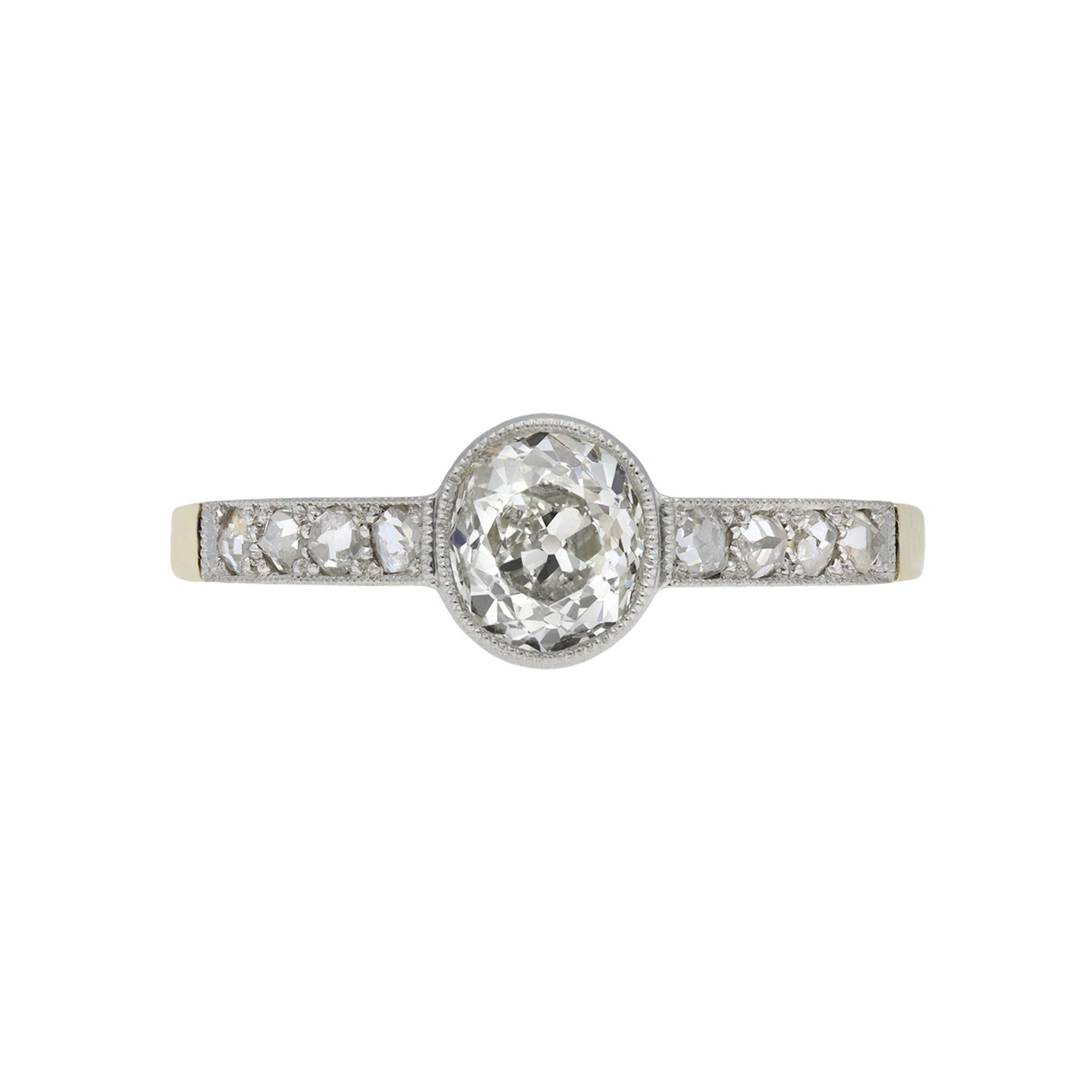 Edwardian Platinum & 18KT Yellow Gold Diamond Ring front