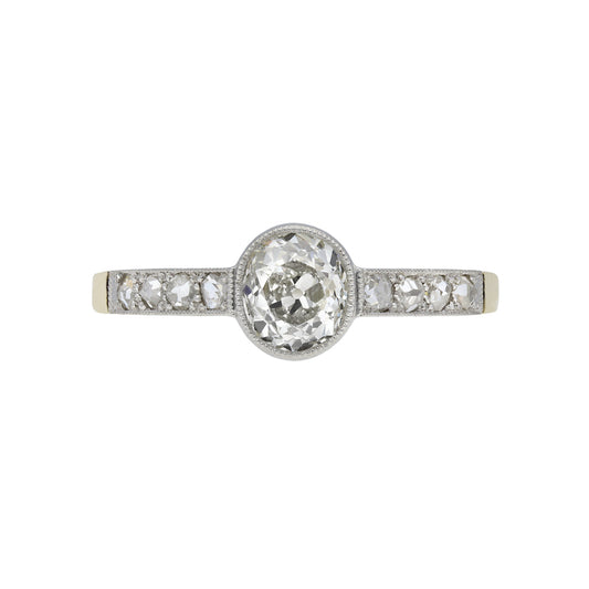 Edwardian Platinum & 18KT Yellow Gold Diamond Ring front