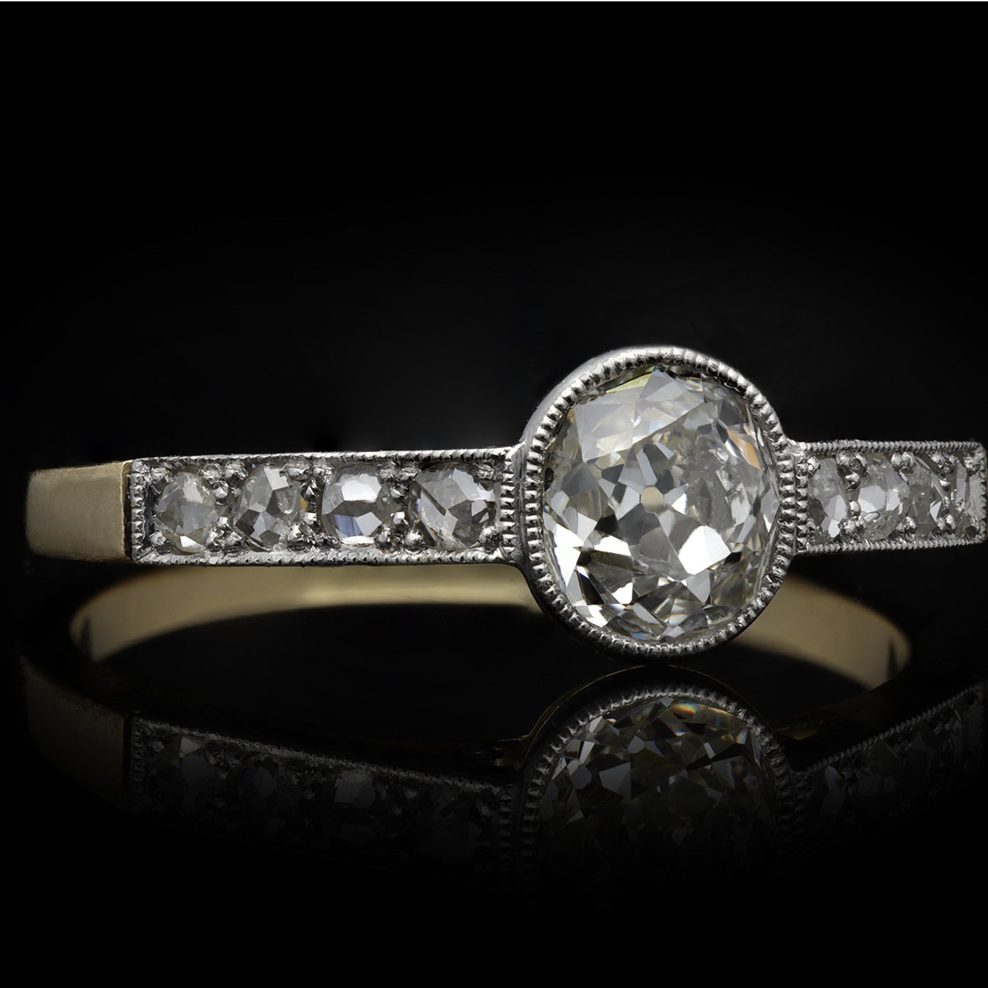 Edwardian Platinum & 18KT Yellow Gold Diamond Ring front