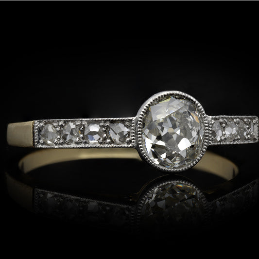 Edwardian Platinum & 18KT Yellow Gold Diamond Ring front