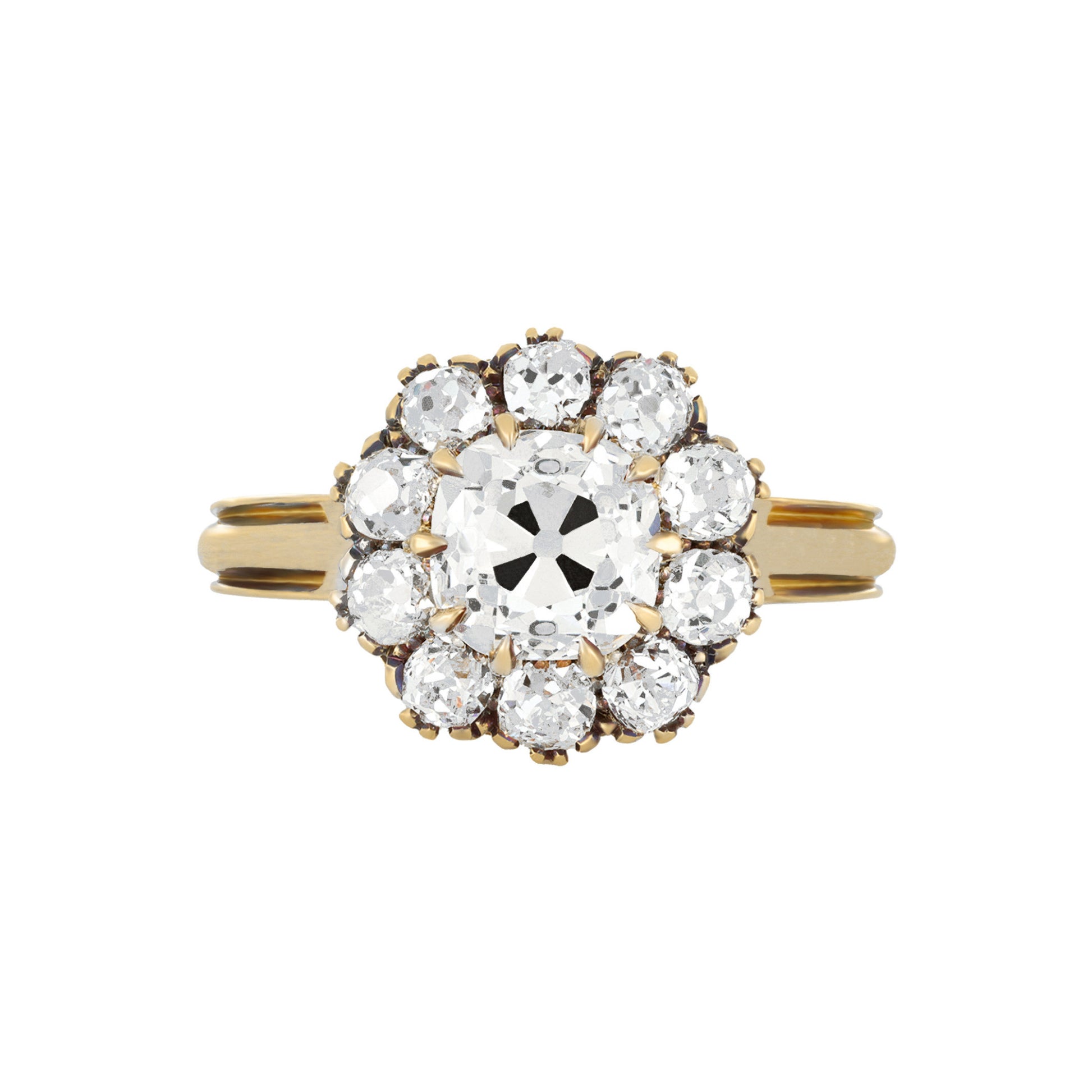 Victorian 18KT Yellow Gold Diamond Ring front