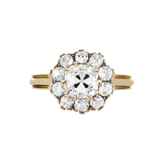 Victorian 18KT Yellow Gold Diamond Ring front