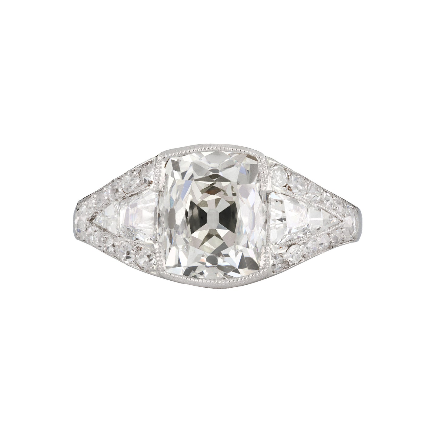 French Art Deco Platinum Diamond Ring front