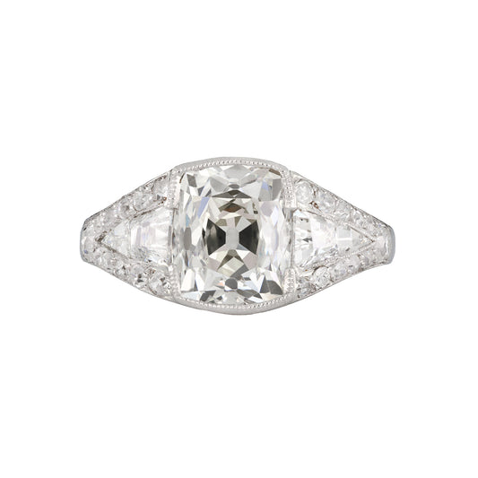 French Art Deco Platinum Diamond Ring front