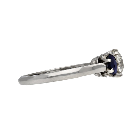 1950s Platinum Diamond & Sapphire Ring side