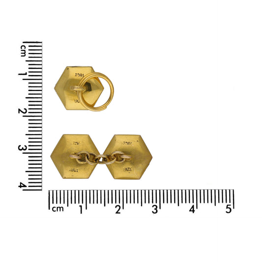 Retro 9KT White Gold & 18KT Yellow Gold Onyx Dress Set measurements