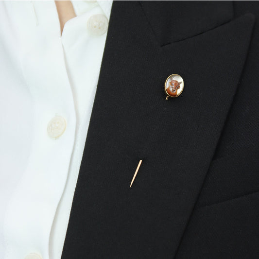 Victorian 18KT Yellow Gold Rock Crystal Fox Pin on lapel