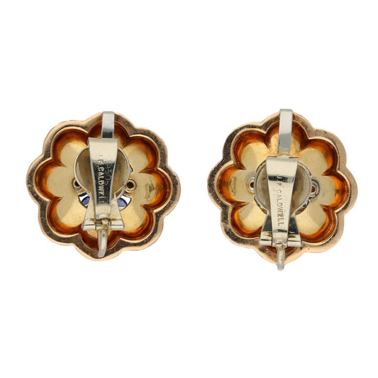 J.E. Caldwell American 1940s 14KT Rose & White Gold Sapphire Earrings back
