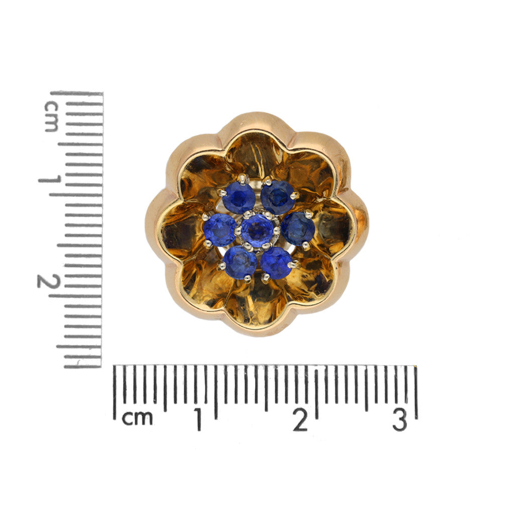 J.E. Caldwell American 1940s 14KT Rose & White Gold Sapphire Earrings measurements
