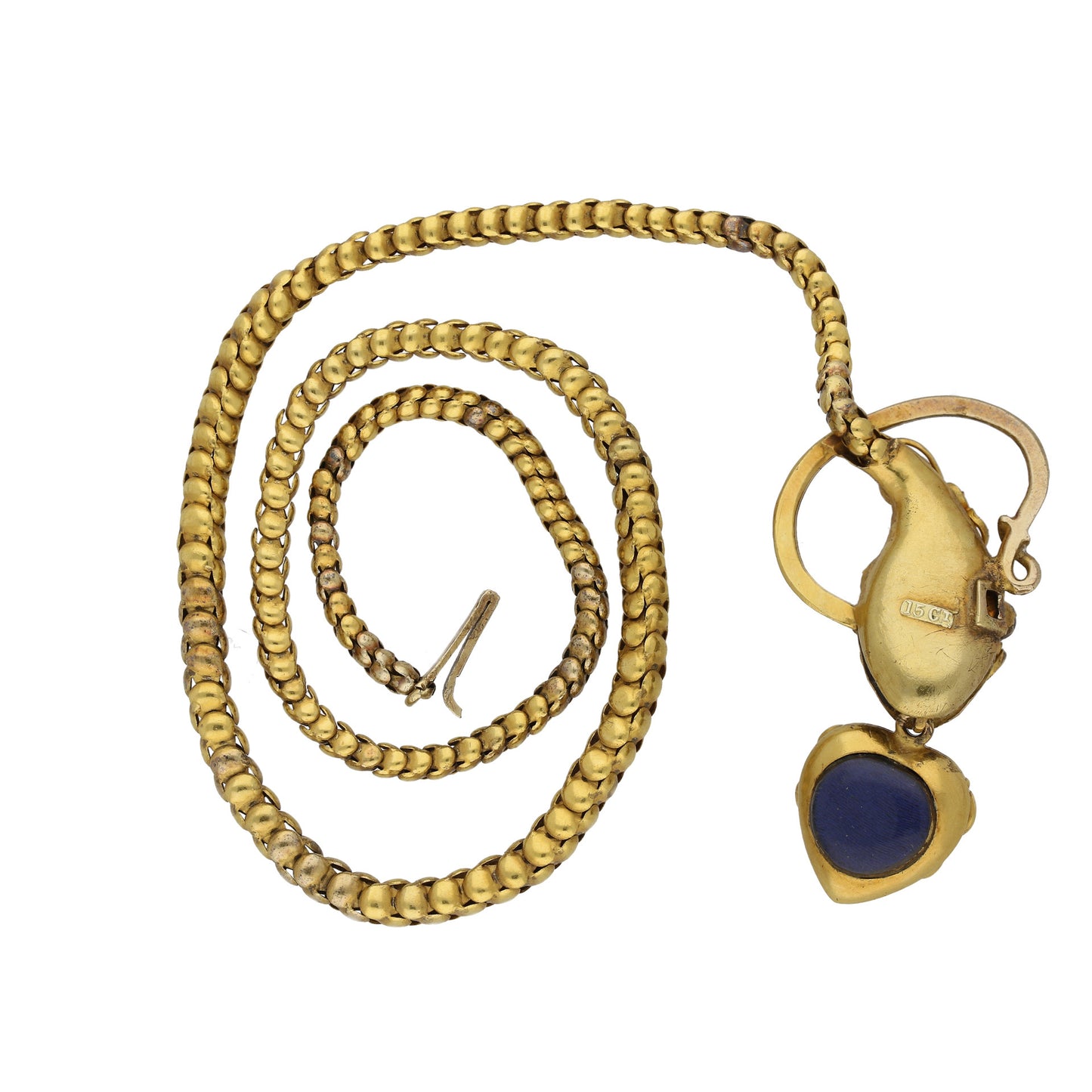 Cartier Victorian 15KT Yellow Gold Garnet & Natural Pearl Snake Necklace back