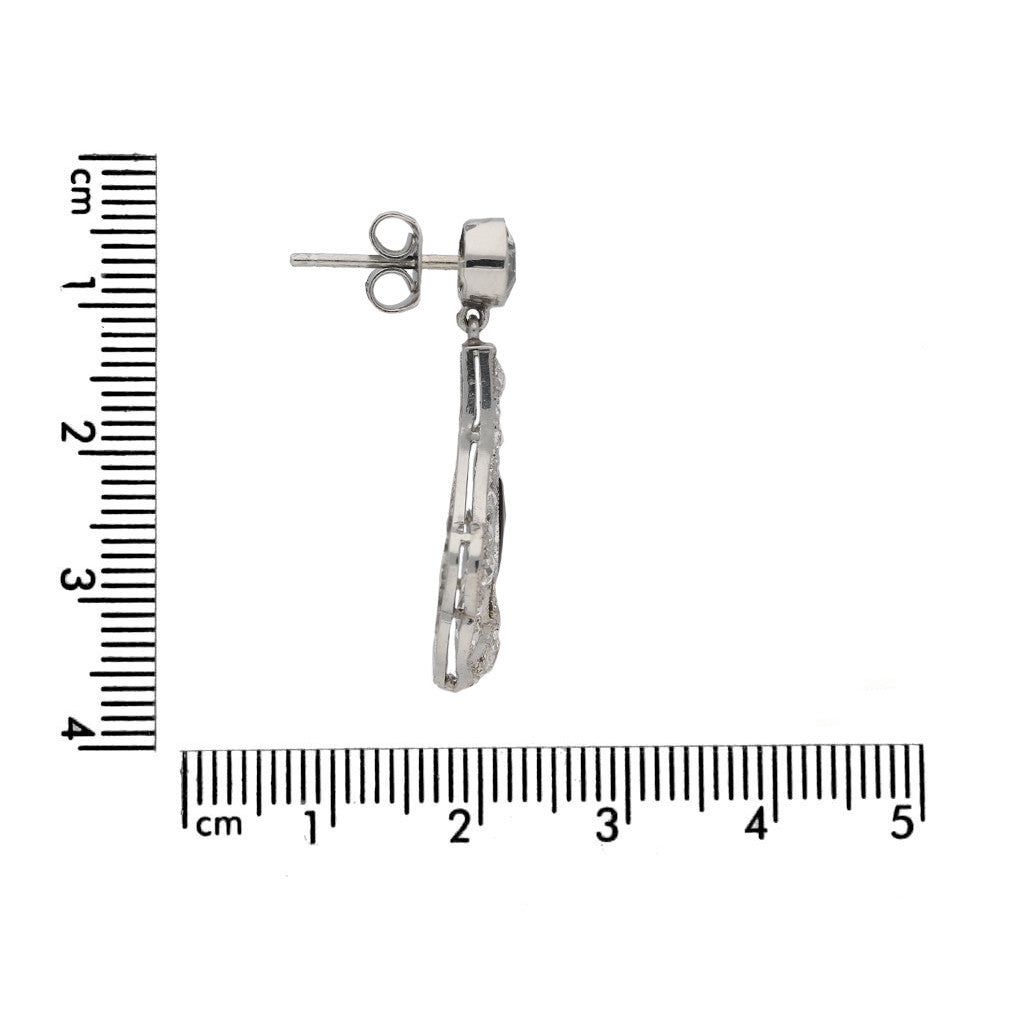 Art Deco Platinum Onyx & Diamond Earrings measurements