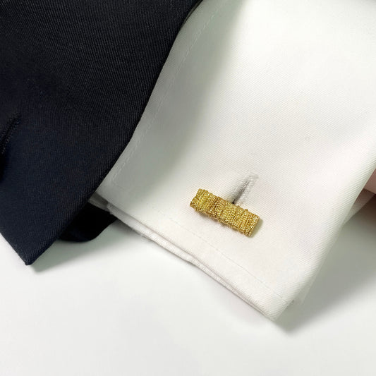 Georges Lenfant France 1960s 18KT Yellow Gold Cufflinks on cuff