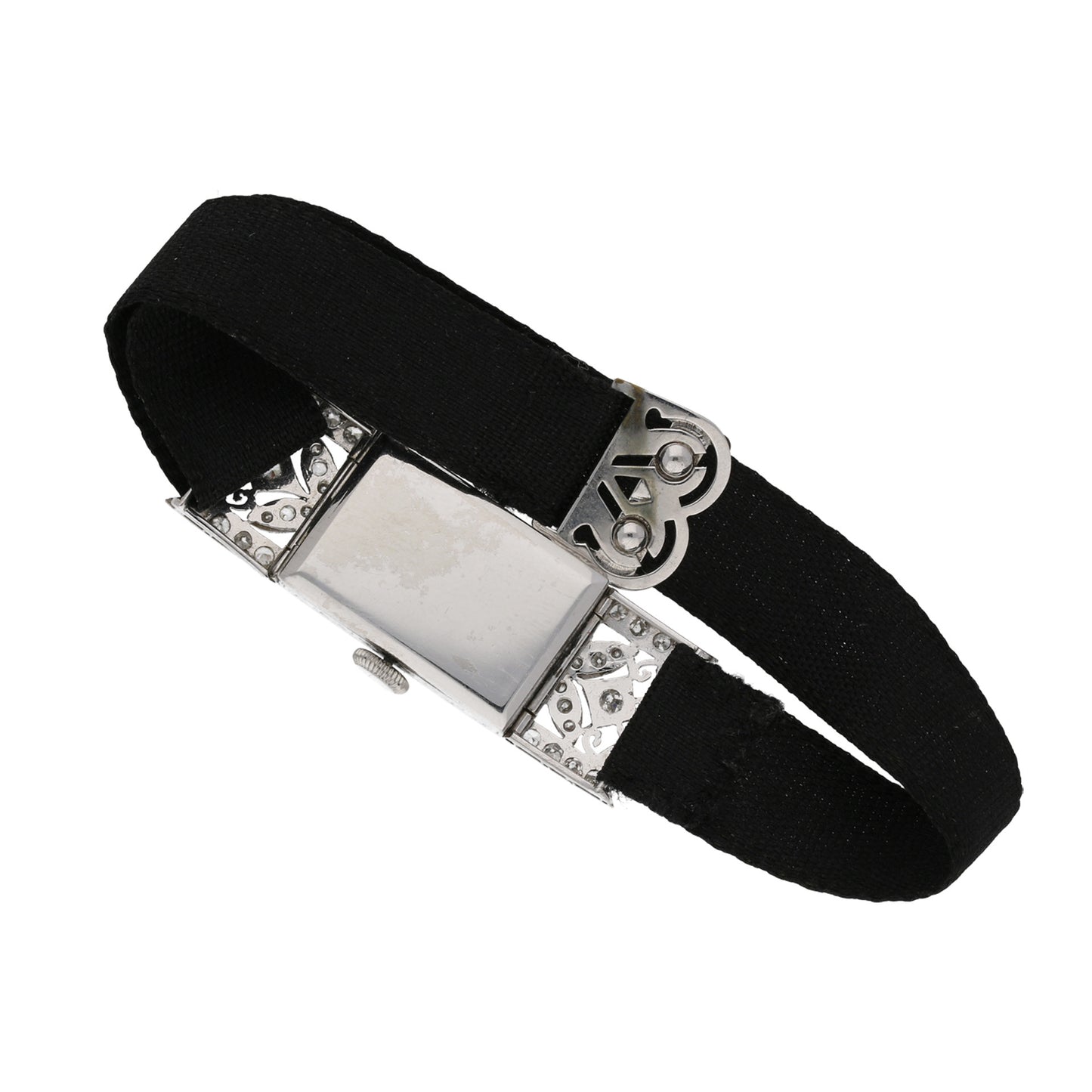 Art Deco Platinum Diamond Watch Bracelet back