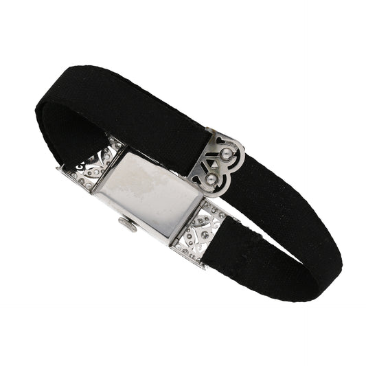 Art Deco Platinum Diamond Watch Bracelet back