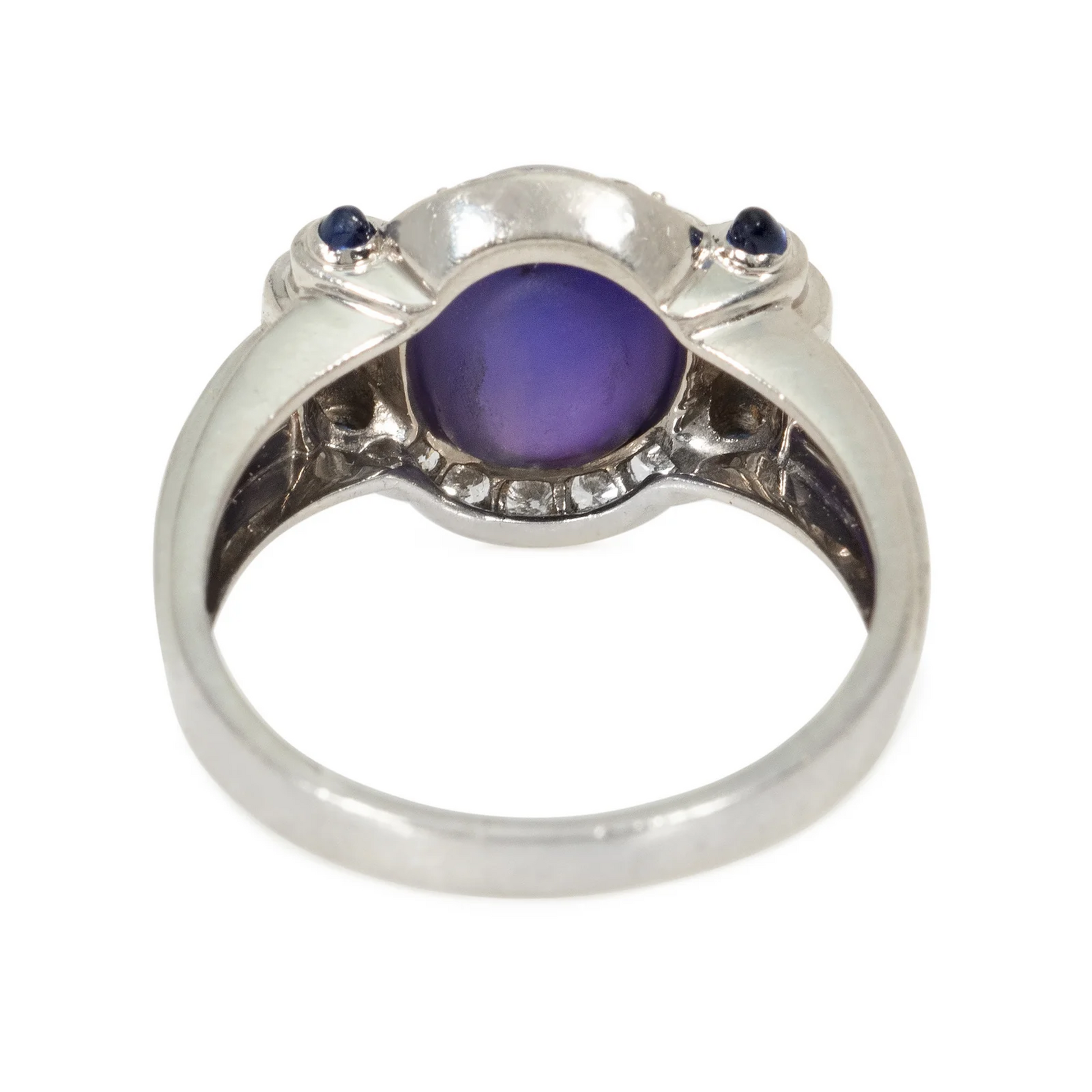 Art Deco Platinum Star Sapphire & Diamond Ring back