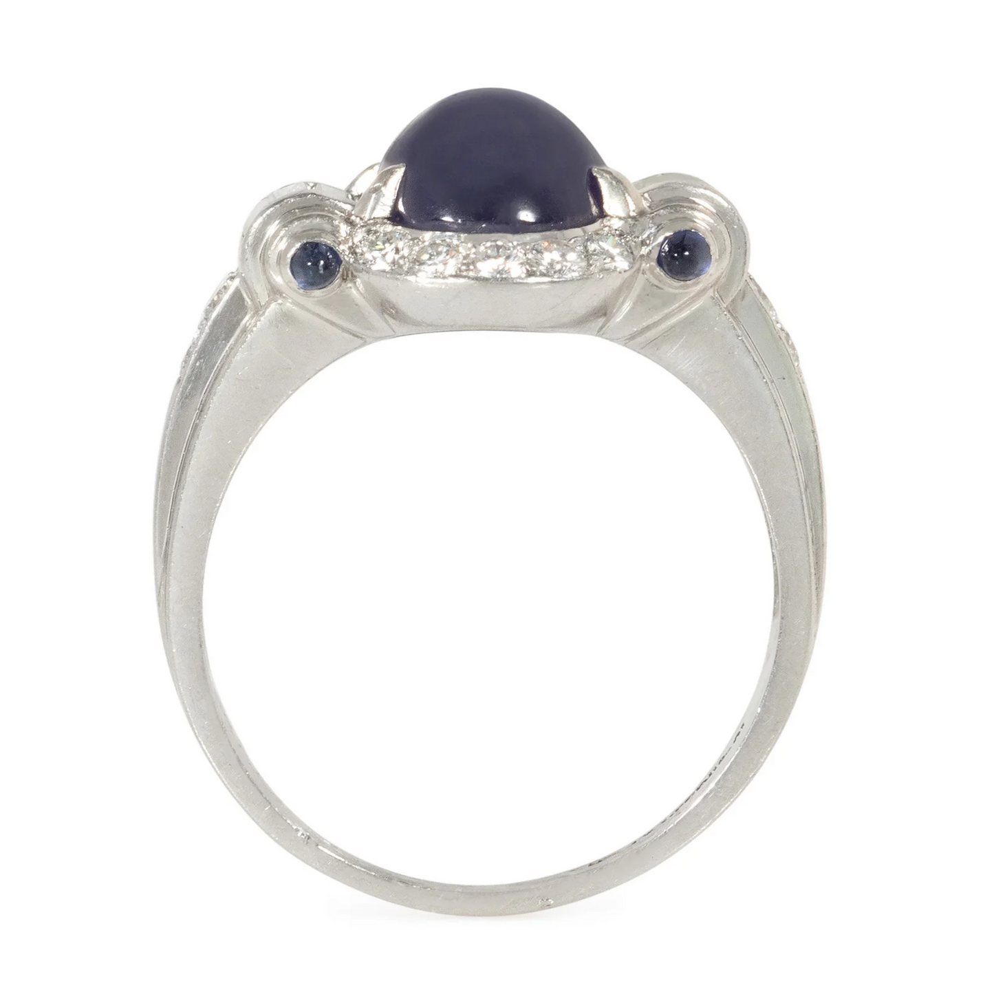 Art Deco Platinum Star Sapphire & Diamond Ring profile