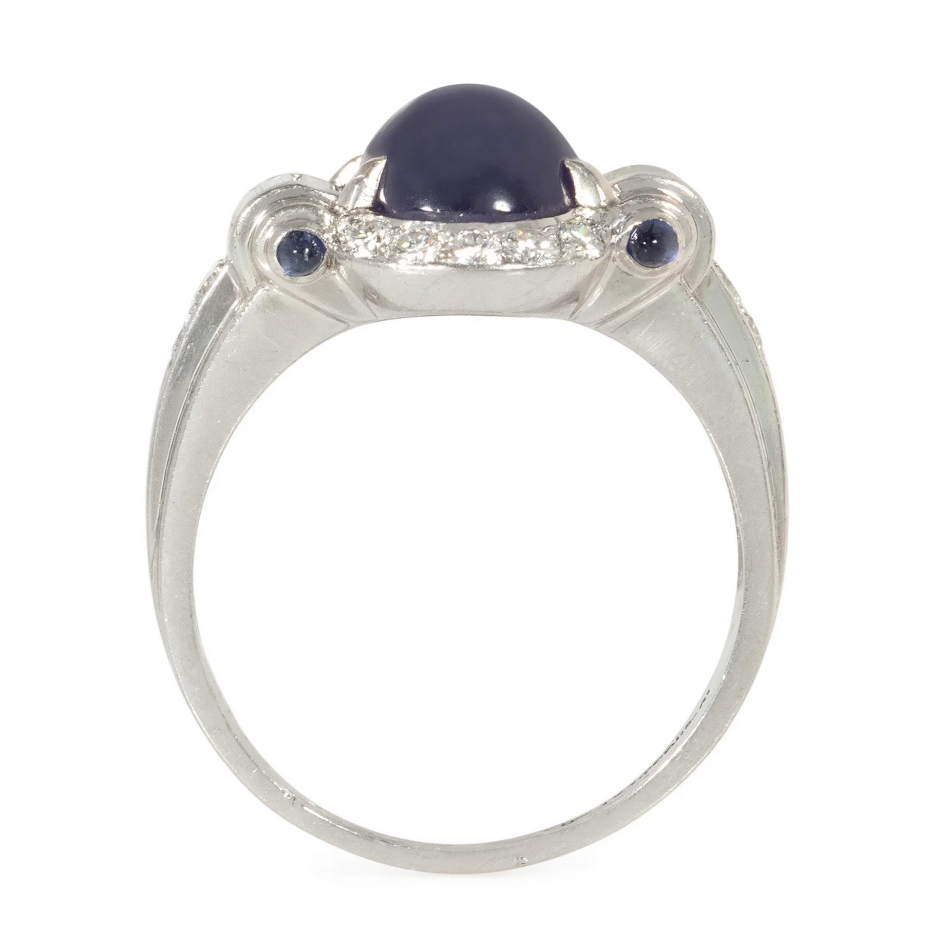 Art Deco Platinum Star Sapphire & Diamond Ring profile