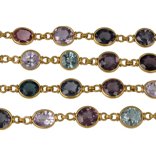 Edwardian 18KT Yellow Gold Spinel Necklace front