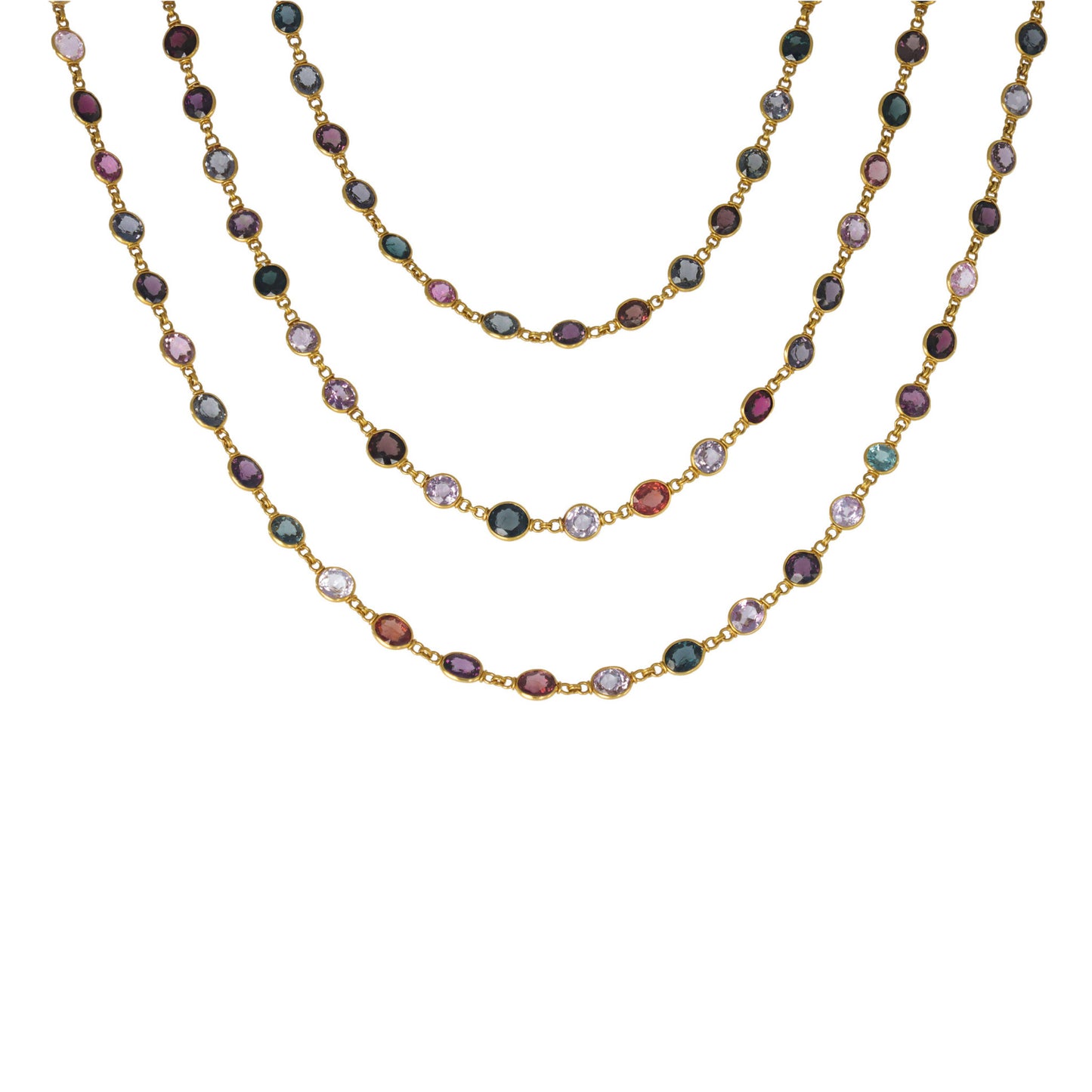 Edwardian 18KT Yellow Gold Spinel Necklace front