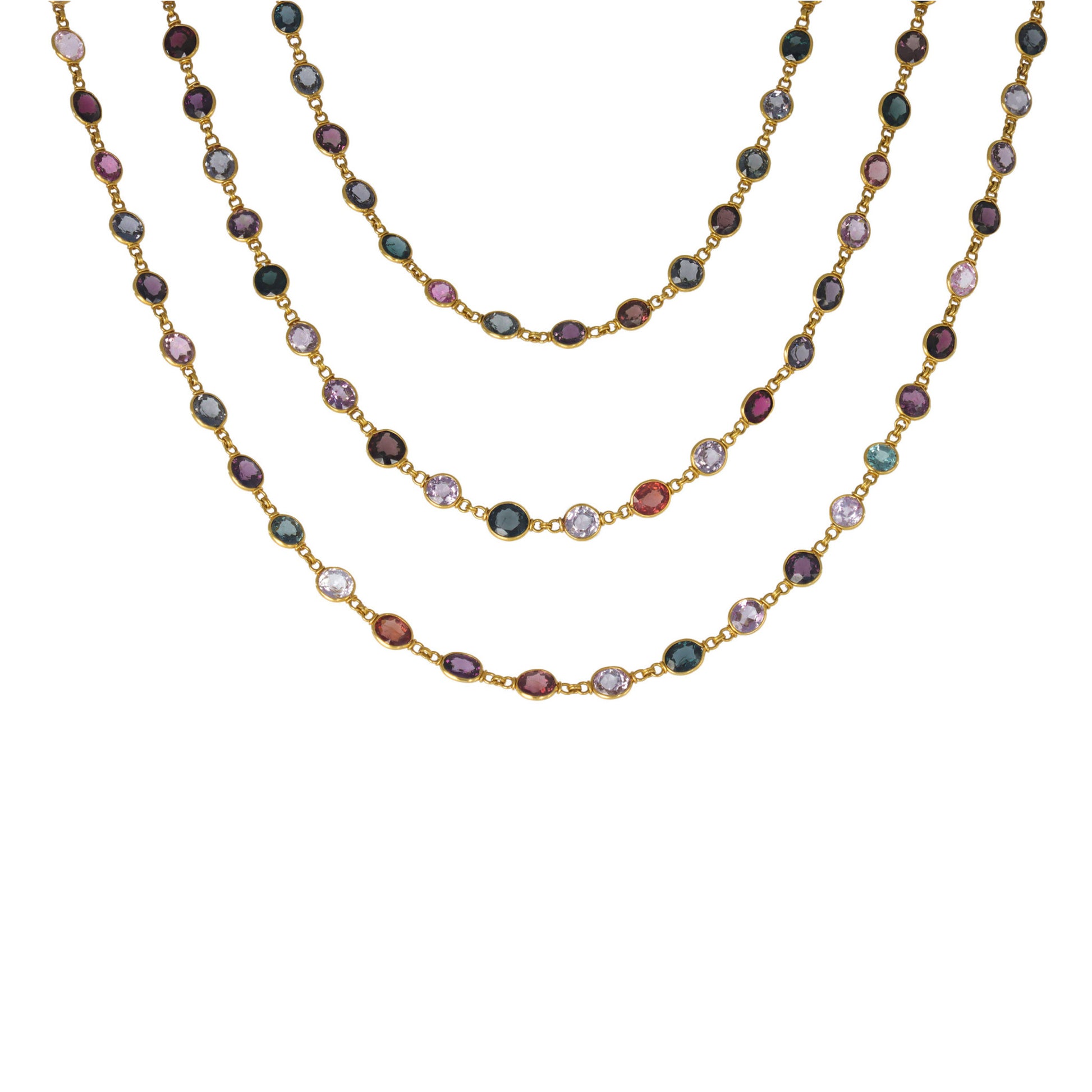 Edwardian 18KT Yellow Gold Spinel Necklace front
