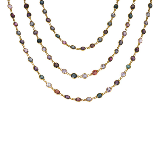 Edwardian 18KT Yellow Gold Spinel Necklace front
