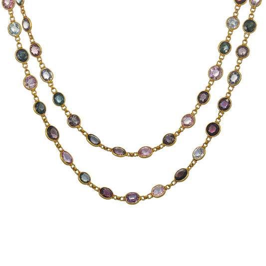 Edwardian 18KT Yellow Gold Spinel Necklace front