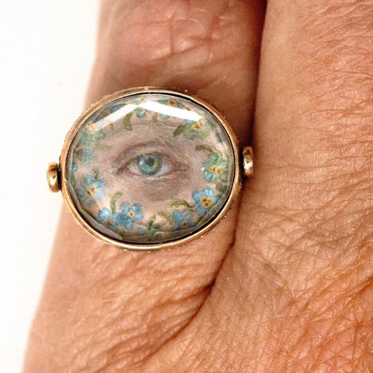 Contemporary 18KT Rose Gold Opal & Diamond Lover's Eye Ring on finger