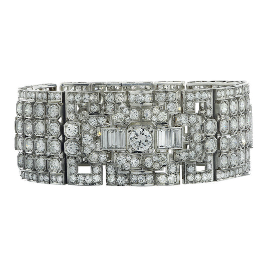 Art Deco Platinum Diamond Bracelet front view