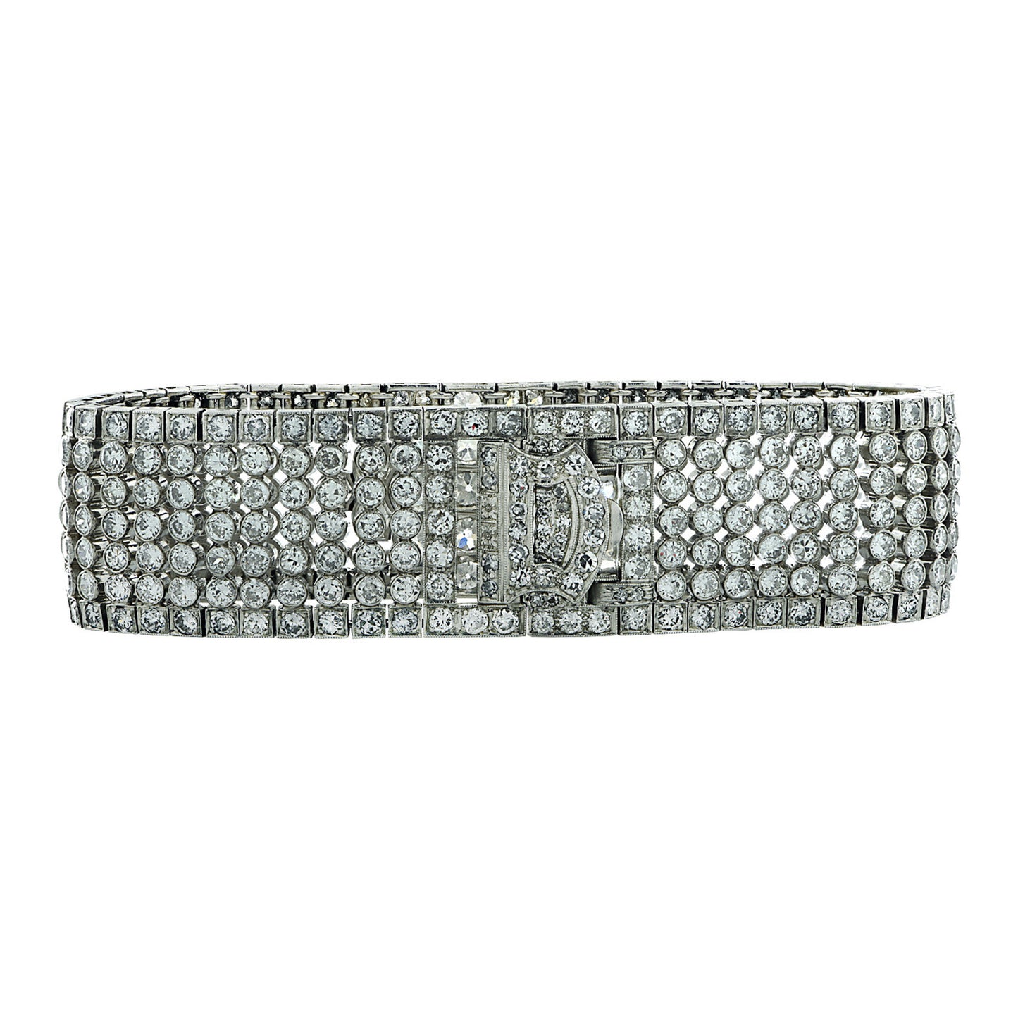 Art Deco Platinum Diamond Bracelet front view