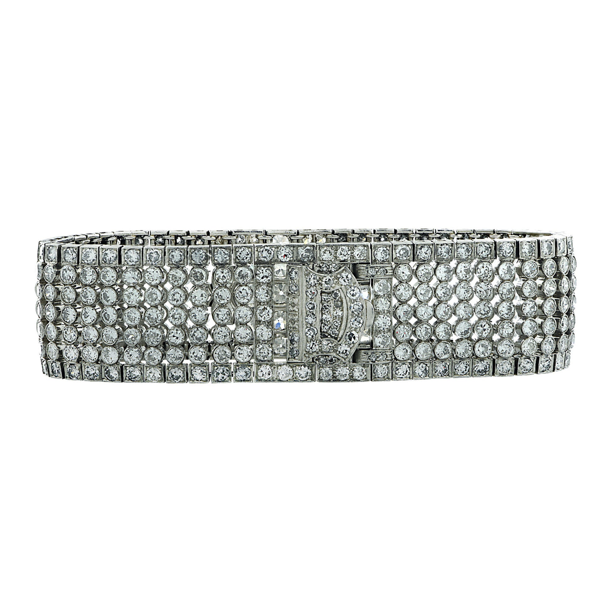 Art Deco Platinum Diamond Bracelet front view