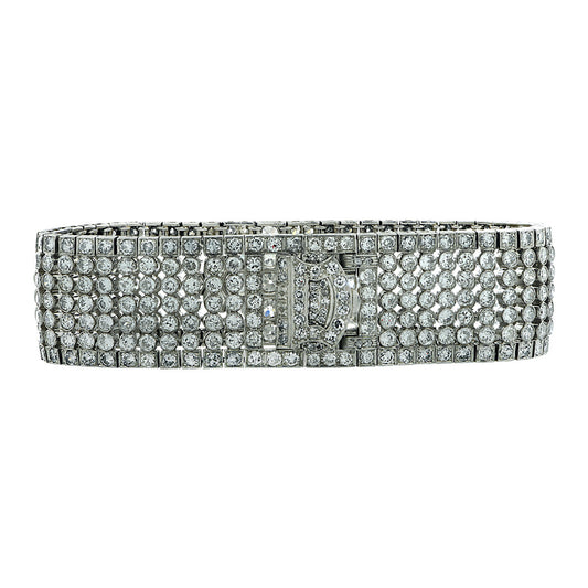 Art Deco Platinum Diamond Bracelet front view