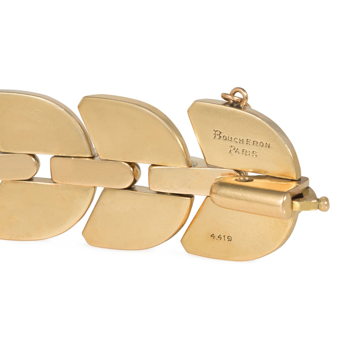 Boucheron Retro 18KT Yellow Gold Palmettes Bracelet signature