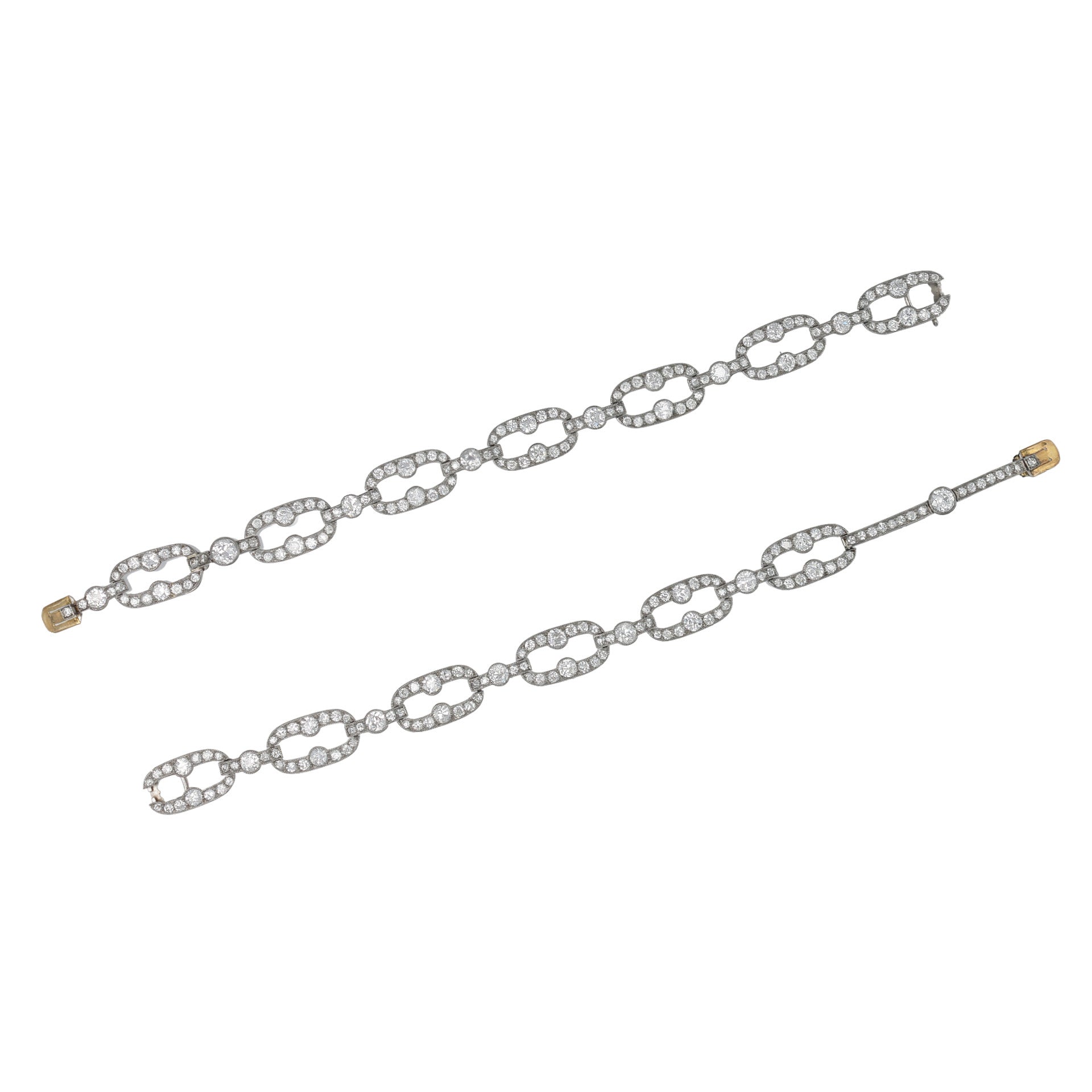 Cartier Paris Edwardian Platinum & 18KT Yellow Gold Diamond Bracelets front