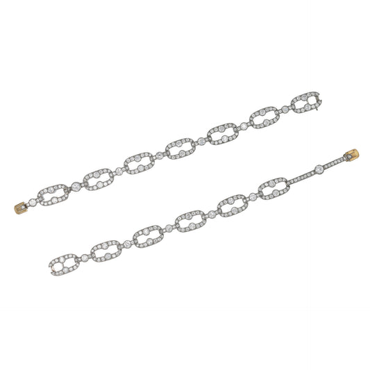 Cartier Paris Edwardian Platinum & 18KT Yellow Gold Diamond Bracelets front