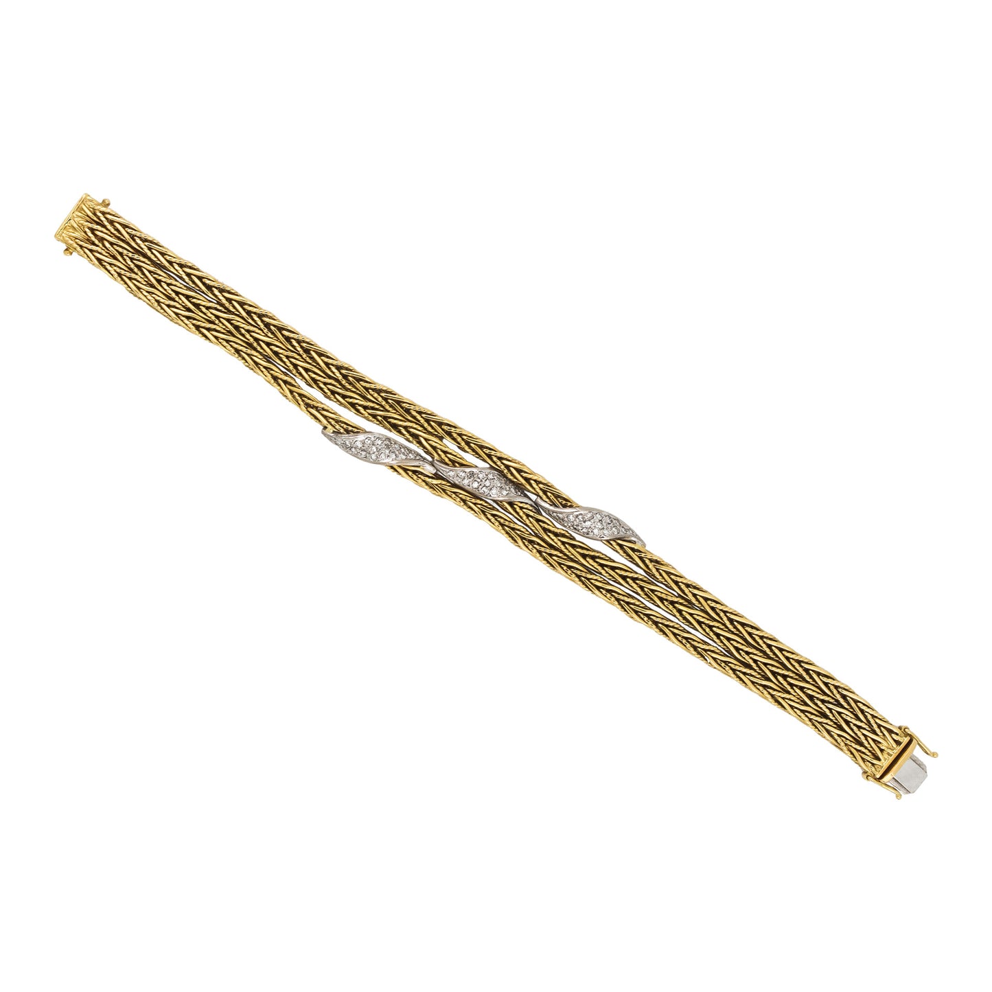 Garrard & Co. English 1970s 18KT Yellow Gold Diamond Bracelet front