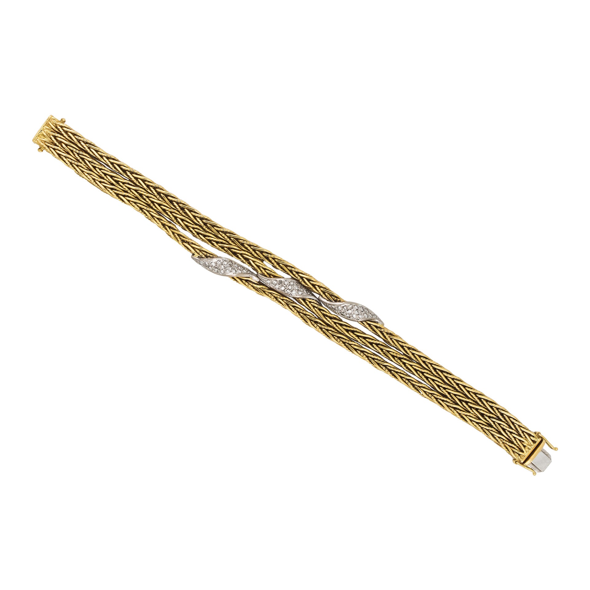 Garrard & Co. English 1970s 18KT Yellow Gold Diamond Bracelet front